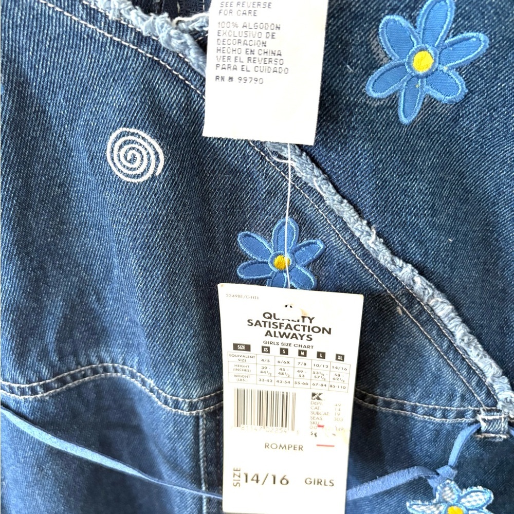 Basic Editions Blue Denim Dress with Floral Embroidery - Picture 4 of 8